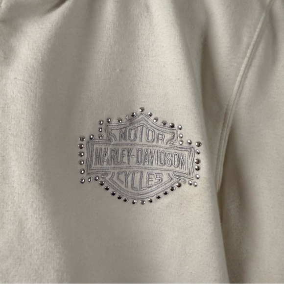 Harley Davidson Women’s White Casual Rhinestone Jacket - Picture 3 of 7